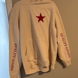 Darling Cream Hoodie with Red Star and Text